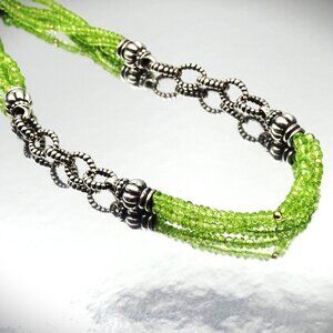 LAGOS Caviar Sterling Silcer 18K Gold Faceted Peridot Beads Necklace
